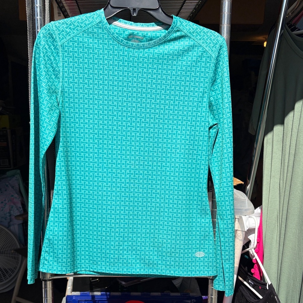 Reel Legends Aqua Patterned Long Sleeve Tee